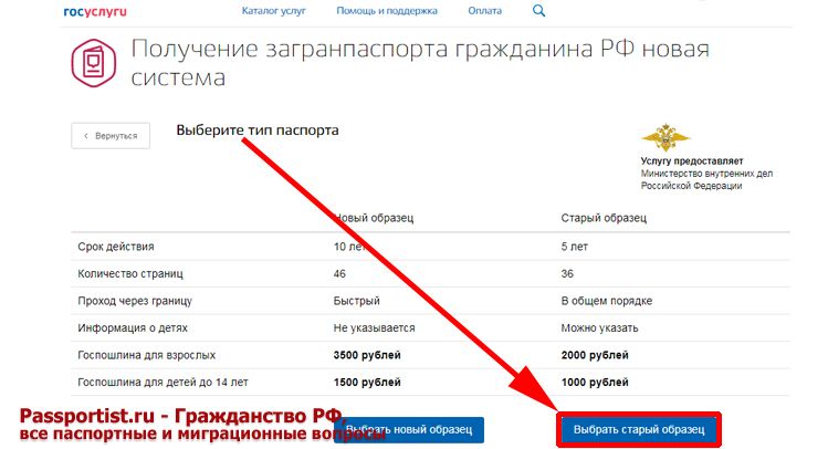 Загранпаспорт старого образца через Госуслуги